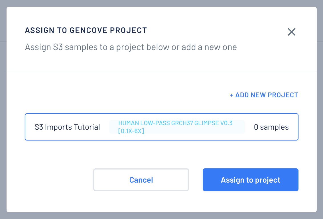 Assign to Gencove Project